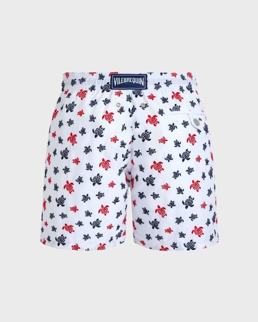 Vilebrequin Blue Swim Shorts Embroidered Micro Ronde Des Tortues for men