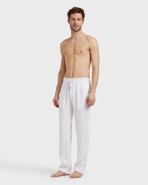 Vilebrequin Comfort Linen Pants Solid - Pant - Pacha - White - Size S for men
