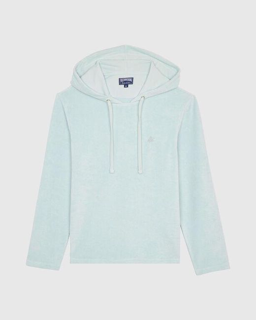 Vilebrequin Blue Terry Long-sleeves Hooded T-shirt for men