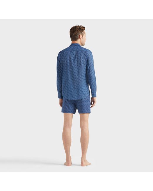 Vilebrequin Blue Organic Cotton Voile Shirt Fish Net