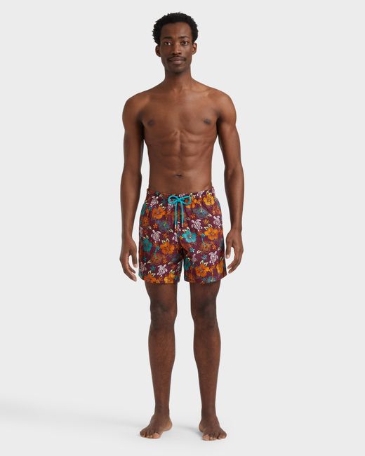 Vilebrequin Swim Trunks Embroidered Tropical Turtles - Limited Edition - Swimwear - Mistral - Red - Size M for men