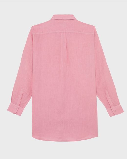 Robe Chemise En Lin Femme Unie Vilebrequin en coloris Pink