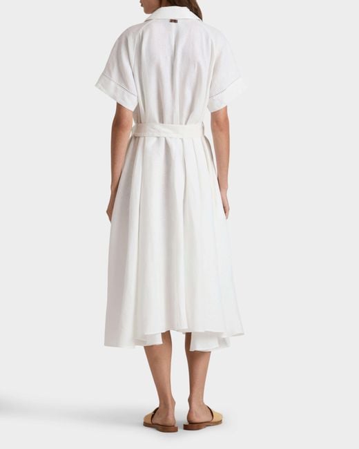 Vilebrequin White Long Linen Shirt Dress Solid