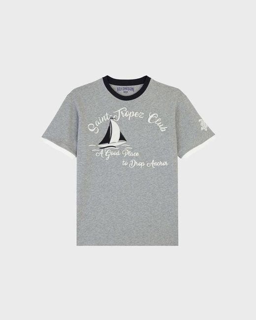 Vilebrequin Gray Cotton T-Shirt Yarn Dye Sail for men
