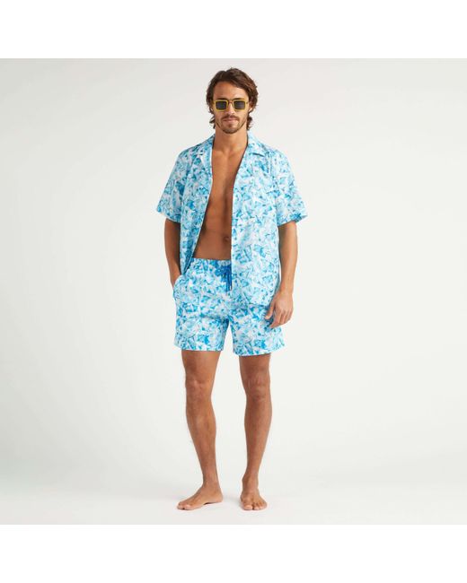 Vilebrequin Blue Ultra-light And Packable Swim Shorts Iced Turtles for men