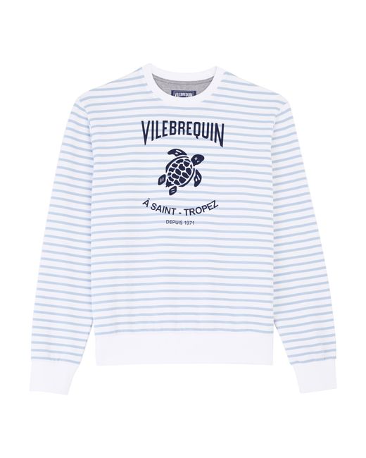 Vilebrequin Blue Cotton Striped Crewneck Sweatshirt for men
