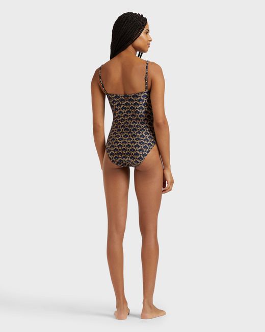 Vilebrequin Black Bustier One-Piece Swimsuit Turtles Chain