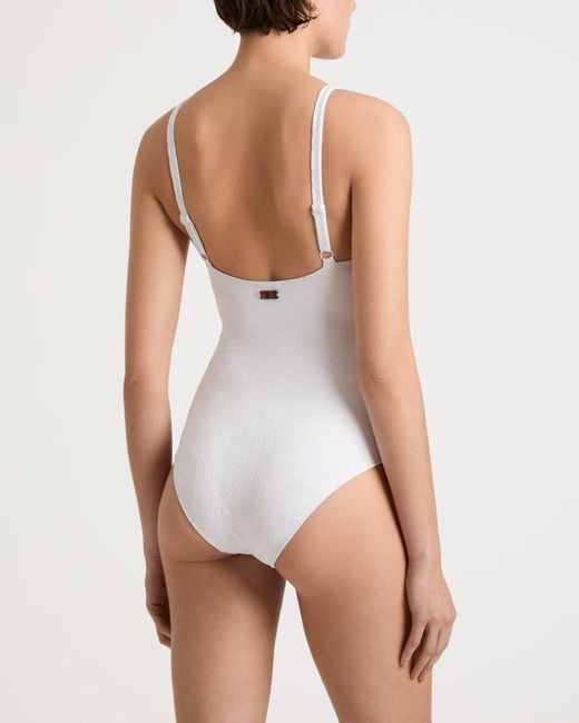 Vilebrequin Underwire One-piece Swimsuit Turtles Monogram - Swimwear - Leonita - White - Size Xs