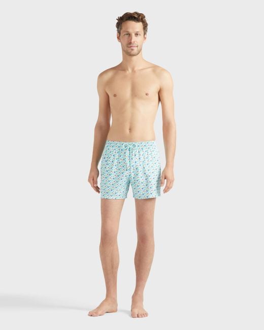 Vilebrequin Blue Stretch Short Swim Trunks Micro Ronde Des Tortues Rainbow for men