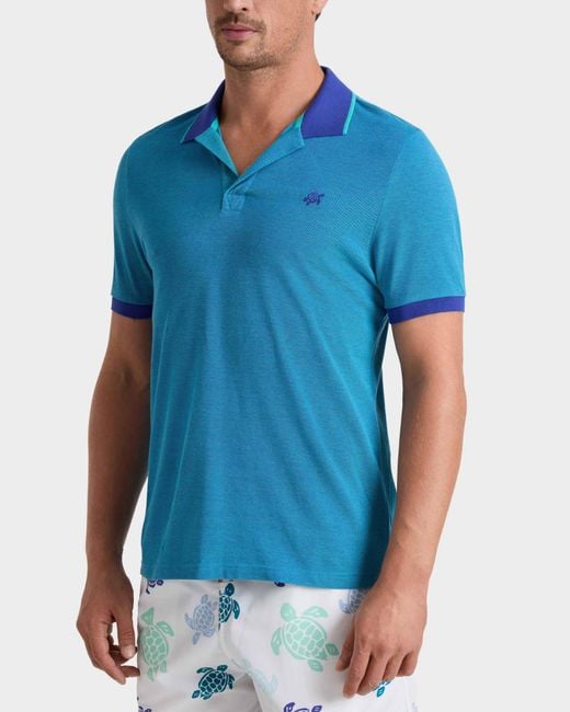 Vilebrequin Blue Cotton Polo Solid for men