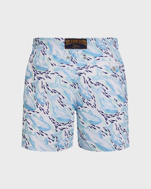 Vilebrequin Blue Embroidered Swim Shorts Whales Offset for men