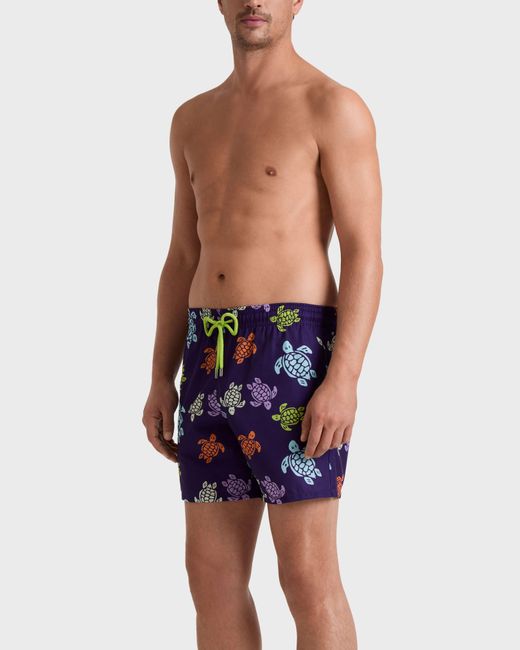 Vilebrequin Blue Micro-Perforated Ultra-Light And Packable Swim Shorts Tortues Multicolores for men
