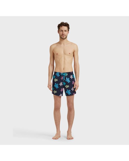 Vilebrequin Blue Stretch Short Swim Shorts Tortues Multicolores for men
