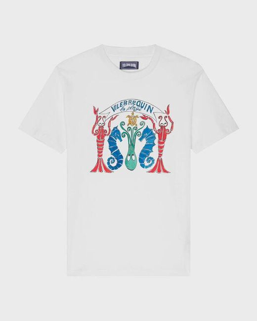 Vilebrequin White Cotton Light Jersey T-Shirt La Plage for men