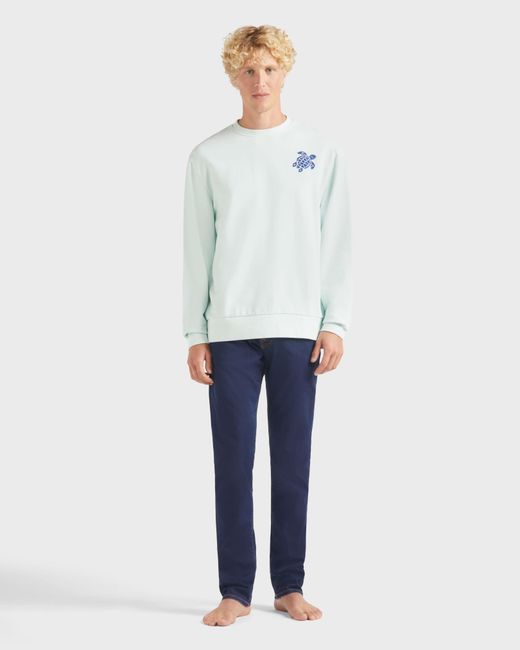Vilebrequin Blue Crewneck Organic Cotton Sweatshirt Turtle for men