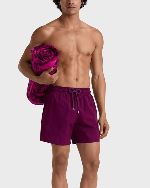 Vilebrequin Purple Micro-Perforated Ultra-Light And Packable Swim Shorts Solid for men