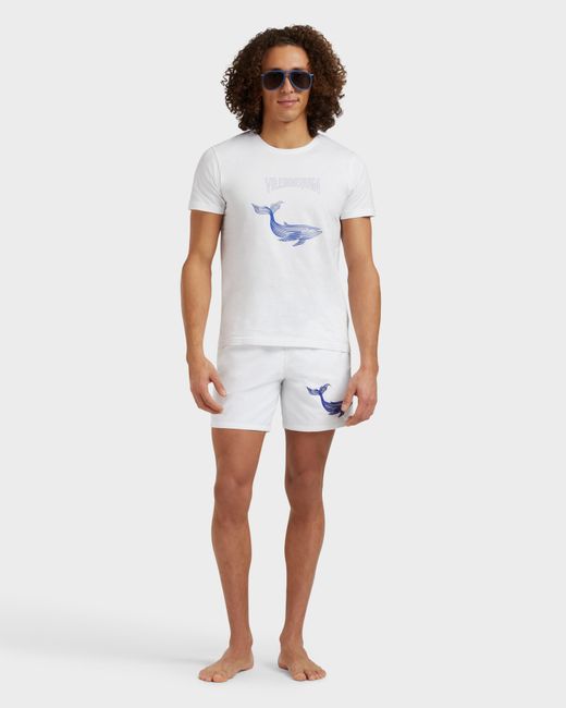 Vilebrequin Blue Swim Trunks Embroidered Whale - Swimwear - Motu - White - Size Xxxl for men