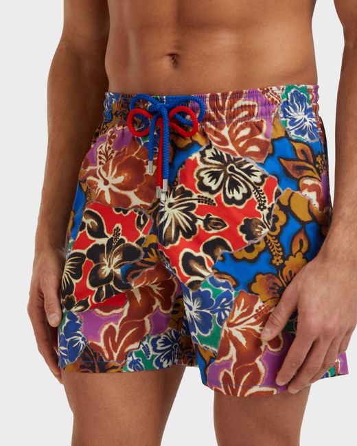 Vilebrequin Blue Swim Shorts Hawaiian Patchwork for men