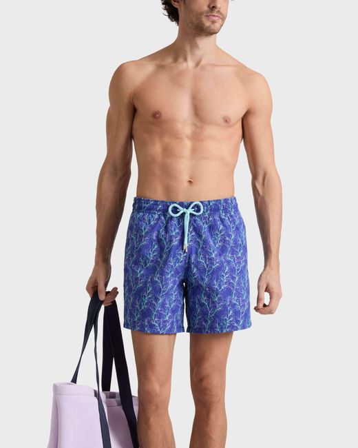 Vilebrequin Blue Embroidered Swim Shorts X-Ray Seaweed for men