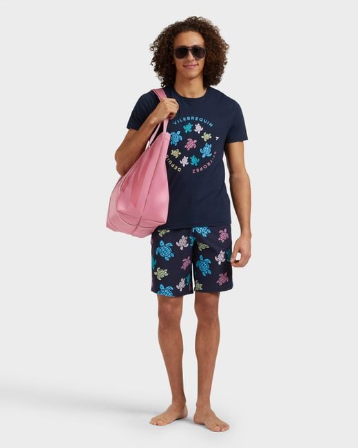 Vilebrequin Blue Cotton T-Shirt Tortues Multicolores for men