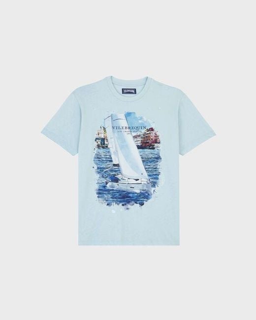 Vilebrequin Blue Cotton T-Shirt Sailing Boat for men