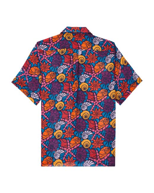 Vilebrequin Noumea Sea Shells Bowling-hemd Aus Baumwolle Für Herren in Blue für Herren