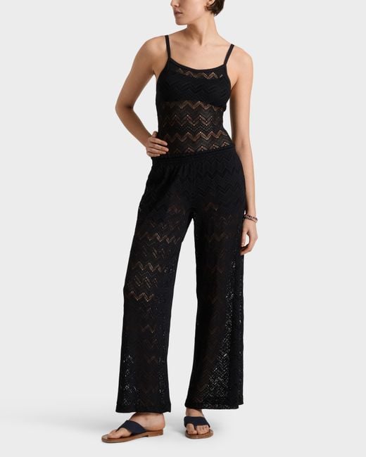 Vilebrequin Black Wide-Leg Pants Mesh