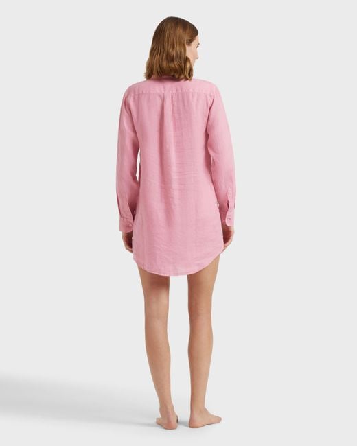 Robe Chemise En Lin Femme Unie Vilebrequin en coloris Pink