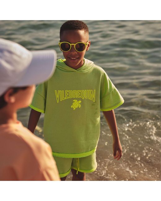 Vilebrequin Kurzärmeliger Kapuzenpullover Mit Aufgesticktem Logo Für Jungen in Green für Herren