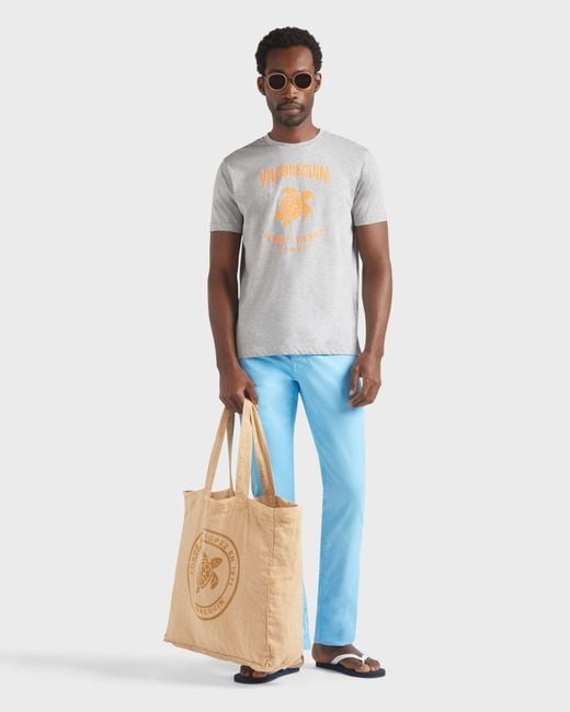 Vilebrequin Gray Cotton T-Shirt Contrasted Placed Gomy Logo for men