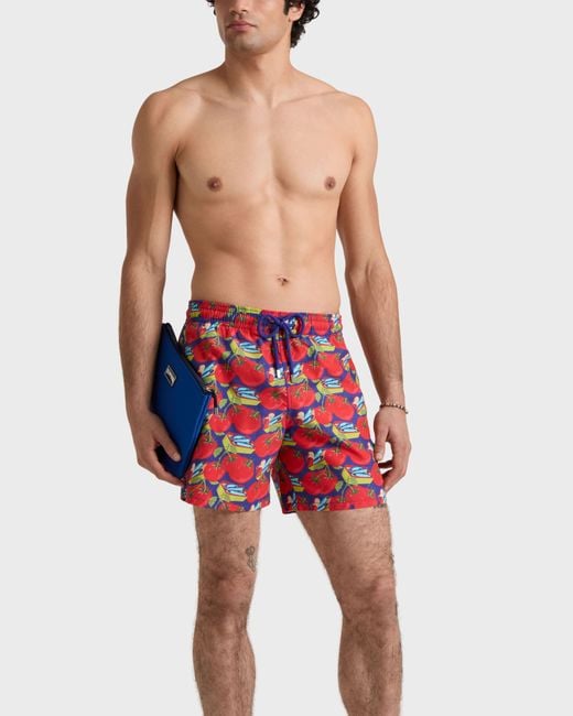Vilebrequin Red Swim Shorts Sardine And Tomato for men