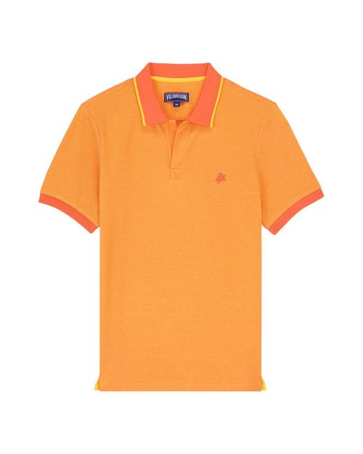 Polo en coton organique changeant homme uni - palatin Vilebrequin pour homme en coloris Orange