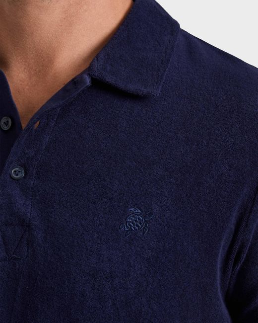 Vilebrequin Blue Organic Cotton Terry Polo Solid for men
