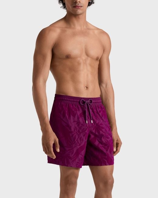 Vilebrequin Ultra-light And Packable Swim Trunks Flocked Birds Of Paradise - Swimwear - Mahina - Purple - Size L for men