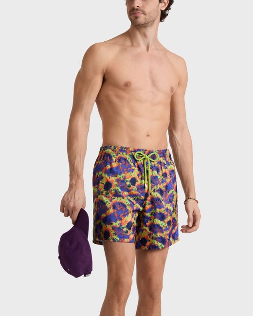 Vilebrequin Blue Ultra-Light And Packable Swim Shorts Sunflowers for men