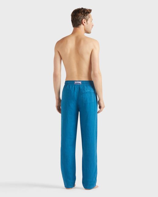 Vilebrequin Blue Linen Pants Solid for men