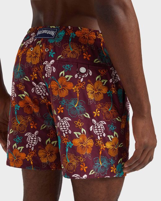 Vilebrequin Swim Trunks Embroidered Tropical Turtles - Limited Edition - Swimwear - Mistral - Red - Size M for men