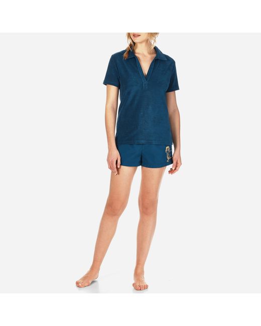 Vilebrequin Blue Women Terry Cloth Polo Shirt Solid