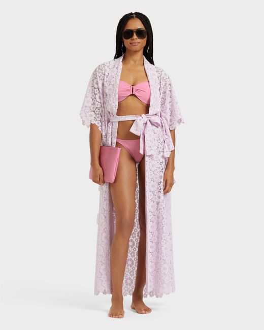 Vilebrequin Purple Guipure Kimono Flowers Lace - Kim - Kiyomi - Pink - Size Osfa