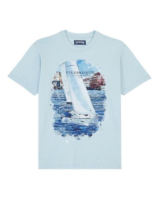 T-shirt en coton homme white sailing boat - portisol Vilebrequin pour homme en coloris Blue