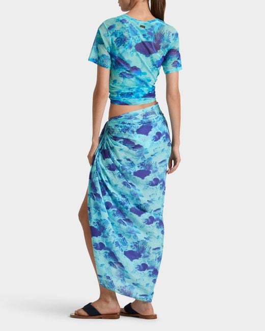 Vilebrequin Blue Cotton Voile Pareo Coral Reef for men
