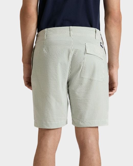 Vilebrequin Green Stretch Cotton Bermuda Shorts Seersuckers Stripes for men