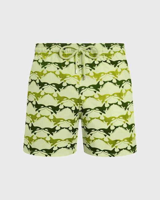 Vilebrequin Green Swim Shorts Embroidered Orcas for men