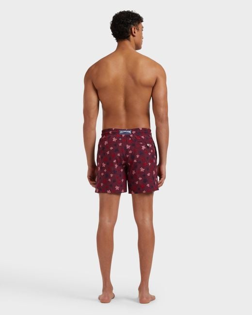 Vilebrequin Swim Shorts Embroidered Micro Ronde Des Tortues - Limited Edition - Swimwear - Mistral - Red - Size S for men