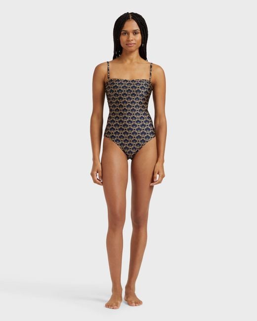 Vilebrequin Black Bustier One-Piece Swimsuit Turtles Chain