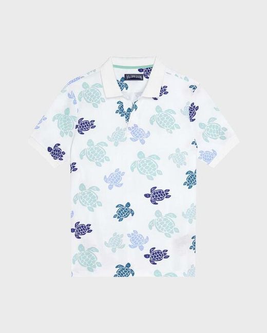 Vilebrequin Blue Cotton Pique Polo Ronde Des Tortues Multicolores for men