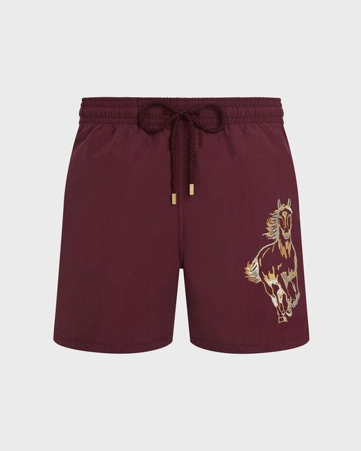 Vilebrequin Embroidered Swim Trunks Year Of The Horse - Swimwear - Motu - Red - Size S for men