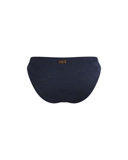 Vilebrequin Blue Midi Brief Bikini Bottom Turtle Monogram Jacquard