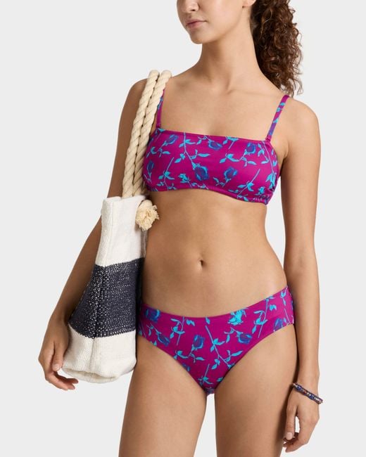 Vilebrequin Purple Bandeau Bikini Top Roses