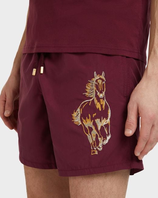 Vilebrequin Embroidered Swim Shorts Year Of The Horse - Swimwear - Motu - Red - Size S for men